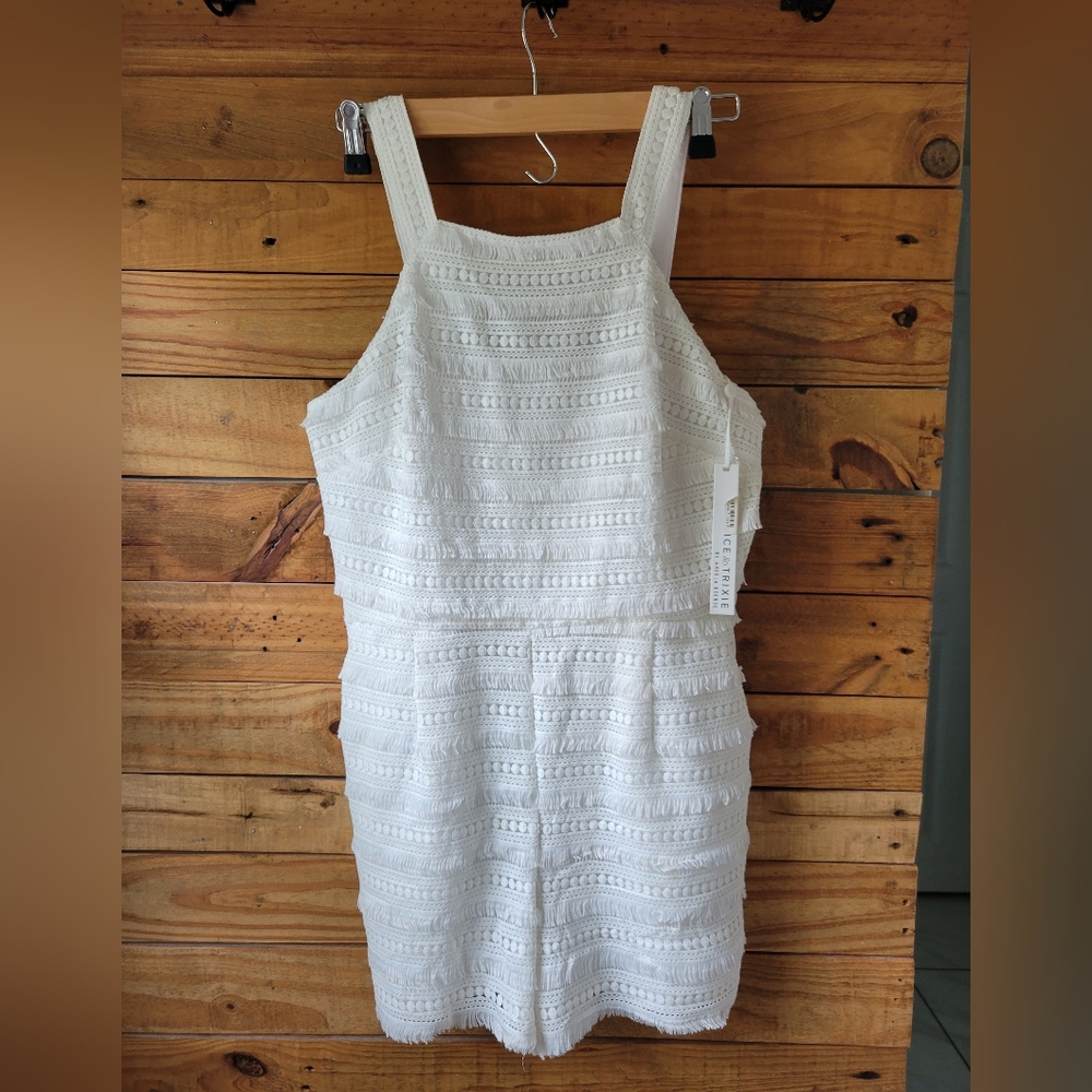 Alice & Trixie White Fringe Romper NWT